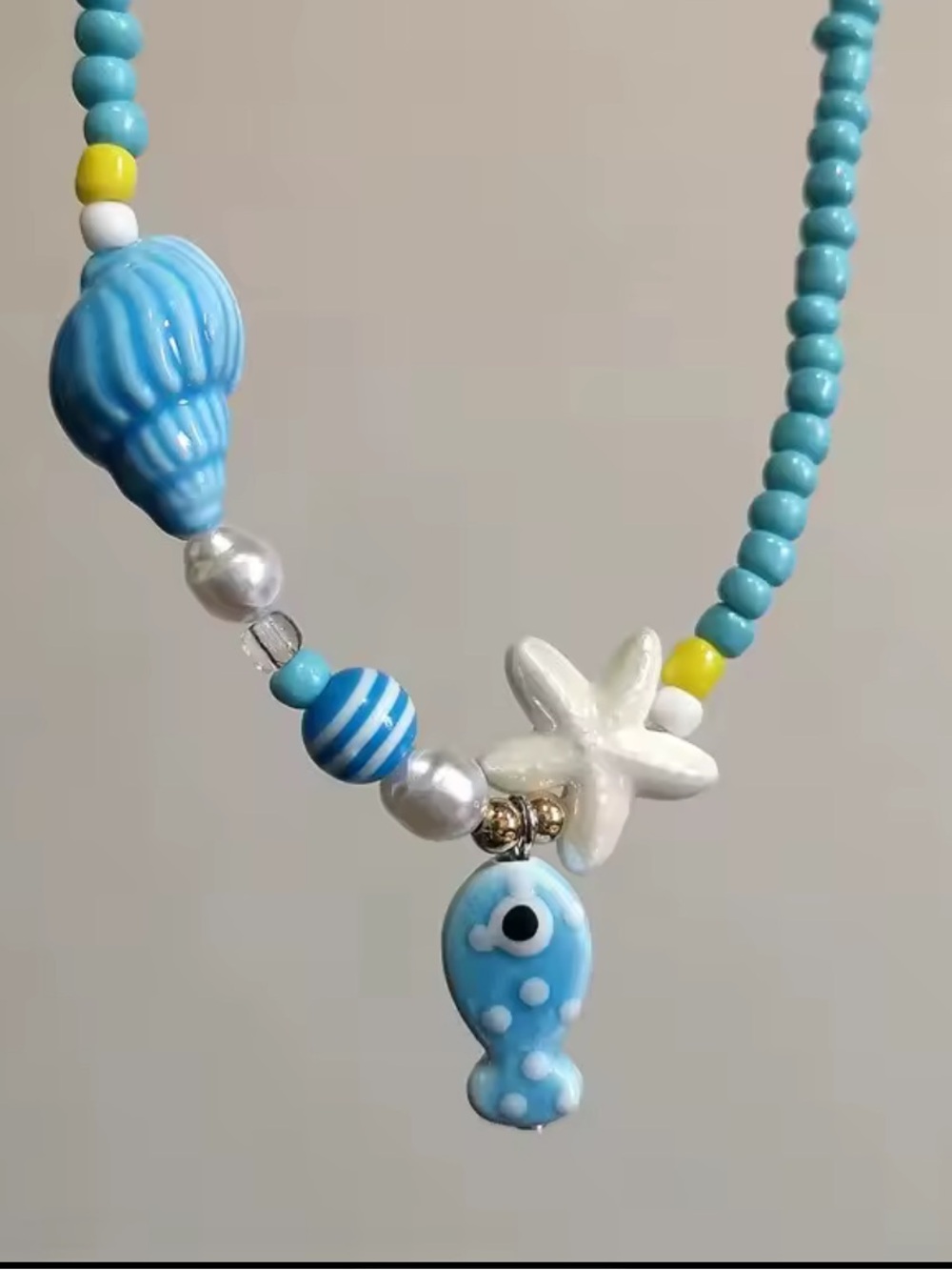 Ceramic Fish Beaded Necklace